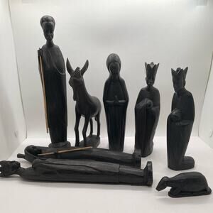 LOT of 8 Composite Wood Carved Figures